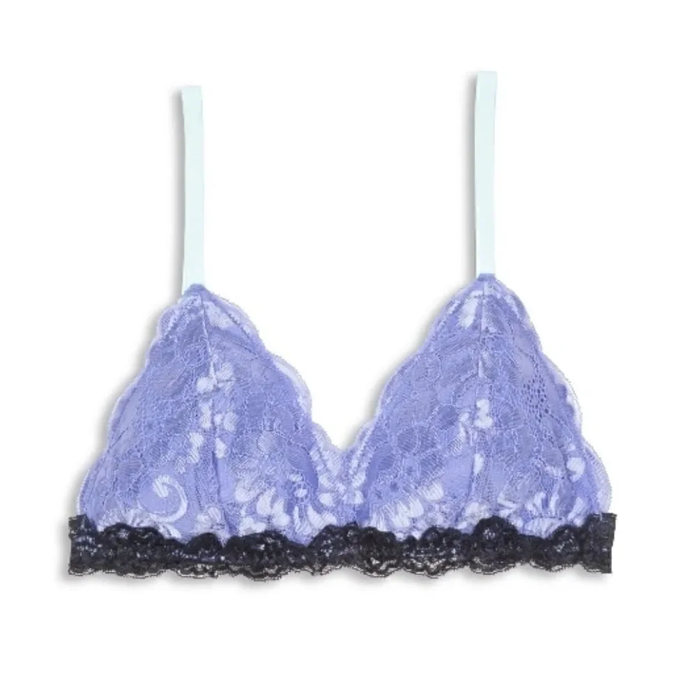 Women's Color Pop Triangle Lace Bralette Bra 2-Pack, Size L